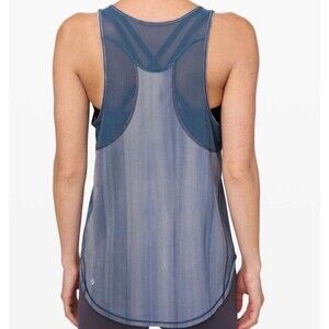 Lululemon Size 6 Sculpt Tank II Brushed Spray Dye White Code Blue